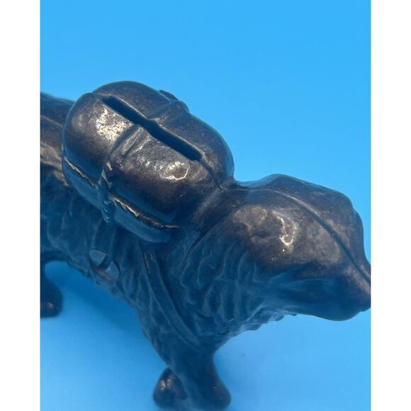 Vintage A.C. Williams Cast Iron Black Working St. Bernard Bank With Pack 5.5" - Picture 4 of 6
